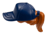 Minifigure, Hair Combo, Hair with Hat, Ponytail with Molded Dark Blue Ball Cap Pattern