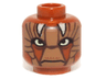 Minifigure, Head Alien with SW Nikto Medium Nougat Face, Large Eyes, Frown, and White Horns Pattern