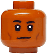 Minifigure, Head Black Eyebrows, Reddish Brown Cheek Lines, Chin Dimple and Dots under Eyes, Neutral Pattern