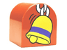 Duplo, Brick 2 x 2 x 2 Slope Curved Double with Gold Bell Pattern