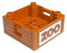 Duplo Container Box 4 x 4 with Studs on Corners with 'ZOO' Text Pattern