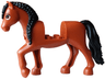 Horse, Friends Style with 2 x 2 Cutout and Movable Neck with Fixed Flexible Rubber Black Tail and Braided Mane with Dark Orange Eyes, Black Eyebrows and Eyelashes Pattern (Coco)
