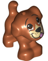 Dog, Mini Doll Style, Puppy, Standing with Reddish Brown Eyes, Black Nose and Mouth, Tan Muzzle, and Bright Pink Tongue Pattern (Disney Bruno)