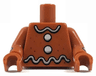Torso with White Wavy Lines and Circles Icing, Reddish Brown Dots Pattern / Dark Orange Arms with White Stripe Icing and Reddish Brown Dots Pattern / Dark Orange Hands
