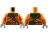 Torso Armor Plates, Dark Green Scarf, Gold Ring, Reddish Brown Belts, Silver Buckles, Pouch on Back Pattern / Dark Orange Arms / Dark Bluish Gray Hands