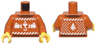 Torso Knit Fair Isle Holiday Sweater with White Construction Crane Hook, Bulldozers, and Christmas Tree Pattern / Dark Orange Arms / Yellow Hands