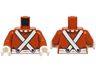 Torso Shirt over Striped Undershirt, White Pants with Crossed Suspenders Pattern / Dark Orange Arms / White Hands