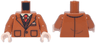 Torso Suit Jacket with Wide Lapels and Pockets, Reddish Brown Vest, White Shirt and Red Tie Pattern / Dark Orange Arms / Light Nougat Hands