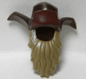 Minifigure, Hair Combo, Hair with Hat, Bushy with Beard Long with White at Temples and Hat with 3 Flaps Pattern
