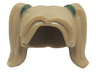 Minifigure, Hair Female Pigtails High, Long Bangs, Hole on Top with Dark Green Hair Ties Pattern