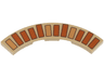 Tile, Round Corner 4 x 4 Macaroni with Dark Orange and Medium Nougat Bricks / Rectangles Pattern
