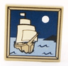 Tile 2 x 2 with Sailing Ship and Moon Pattern