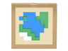 Tile 2 x 2 with Pixelated Blue, Green and White on Tan Background Pattern (Minecraft Map)