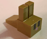 Creature Head Pixelated with Long Ears with Tan Auricles, Black Eyes, and Bright Pink Nose Pattern (Minecraft Rabbit)