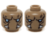 Minifigure, Head Dual Sided Alien Chima Mammoth Light Blue Eyes, Fur, and White Tusks Neutral / Stern Pattern (Mungus)