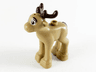 Reindeer, Friends Style, Fawn with Molded Dark Brown Antlers and Tail and Printed Black Eyes and Eyebrows Pattern