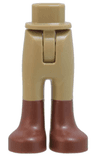 Mini Doll Hips and Trousers with Back Pockets with Molded Reddish Brown Lower Legs / Boots Pattern - Thin Hinge