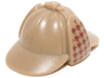Minifigure, Headgear Hat, Deerstalker with Dark Red Houndstooth Check on Ear Flaps Pattern