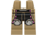 Hips and Legs with Super Hero Costume with Jacket Tails, Black Pants with Dark Pink Rectangles, Silver Round Knee Pads Pattern