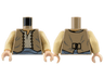 Torso Merchant Vest Open with Gold Buttons over Tan Shirt, Sand Blue Sash, Nougat Neck Pattern / Tan Arms / Light Nougat Hands