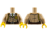 Torso Female Police Uniform Jacket with Buttons and Pockets over White Shirt and Olive Green Tie, Dark Brown Belt with Silver Buckle, Gold Star Badge and Braid Pattern / Dark Tan Arms / Yellow Hands