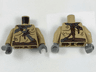 Torso Bare Chest with Body Lines and Chains Pattern / Dark Tan Arms / Dark Bluish Gray Hands