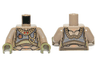 Torso Dark Silver Chest Armor with Gold Trim, Chains, Insect Pin and Elaborate Neckline with Red Jewels over Exoskeleton Segments with Nougat Spots Pattern / Dark Tan Arms / Olive Green Hands