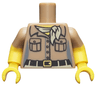 Torso Female Shirt with 2 Pockets, Tan Scarf and Black Belt with Gold Buckle Pattern / Yellow Arms with Molded Dark Tan Short Sleeves Pattern / Yellow Hands