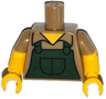 Torso Simpsons Shirt with Dark Green Overalls Pattern / Yellow Arms with Hair and Dark Tan Short Sleeves Pattern / Yellow Hands