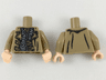 Torso Trench Coat Open over Dark Bluish Gray Jacket with Straps and Zipper, Silver and Copper Buckles Pattern / Dark Tan Arms / Light Nougat Hands