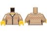 Torso Female Knit Fair Isle Sweater with Zigzag Stiching, Zipper, Yellow Neck Pattern / Dark Tan Arms / Yellow Hands