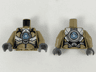 Torso Female Armor with White Panels, Silver Large Circle and Belt Pattern / Dark Tan Arms / Dark Bluish Gray Hands