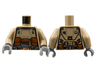 Torso Armor, Reddish Brown and Dark Bluish Gray Trim, Dark Orange Pouches Pattern / Dark Tan Arms / Dark Bluish Gray Hands