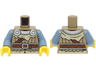 Torso Viking Jacket with Tan Fur, Silver Collar and Shoulder Disks, Reddish Brown Strap and Belt with Buckle Pattern / Sand Blue Arms / Yellow Hands