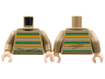 Torso Sweater with Bright Light Orange, Green, and Tan Stripes, Reddish Brown Hems and Wrinkles Pattern / Dark Tan Arms / Light Nougat Hands