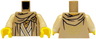 Torso Robe over Tan Tunic with White Hems, Medium Nougat Wraps, Gold Dragon Head, Hood and Flower Medallion on Back Pattern / Tan Arms / Yellow Hands