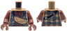 Torso Plaid Shirt Open with Blue Lines, Shoulder Bag with Black Strap, Reddish Brown Undershirt and Dark Red Scarf Pattern / Reddish Brown Arms / Reddish Brown Hands