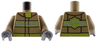 Torso Fire Uniform Jacket with Lime and Silver Reflective Stripes, Belt and Collar Panel, Fire Logo on Back Pattern / Dark Tan Arms / Dark Bluish Gray Hands