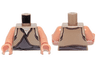 Torso SW Gungan Dark Bluish Gray / Light Brown Shirts Front and Back Pattern / Nougat Arms / Nougat Hands