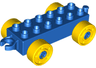 Duplo Car Base 2 x 6 with Open Hitch End and Yellow Wheels with Fake Bolts
