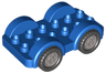 Duplo Car Base 2 x 6 with Black Tires with Flat Silver Wheels on Fixed Axles