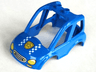 Duplo Car Body High Cab 2 Top Studs with Yellow Headlights, Police Badge, White Checkered Stripes Pattern