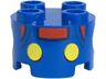 Brick, Round 2 x 2 with Pin Holes with Overalls with Yellow Buttons and Dark Blue Outlines over Red Shirt Pattern (Super Mario Baby Mario Torso)