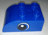 Duplo, Brick 2 x 3 Slope Curved with Circled Black Eye with Crescent and White Pupil Pattern on Both Sides