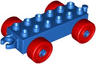 Duplo Car Base 2 x 6 with Open Hitch End and Red Wheels
