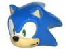 Minifigure, Head, Modified Hedgehog, Sonic with Molded Tan Face and Inner Ears and Printed Bright Green Eyes on White Background, Black Nose and Grin to Left Pattern