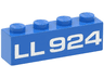 Brick 1 x 4 with White 'LL 924' Pattern