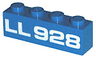 Brick 1 x 4 with White 'LL 928' Pattern