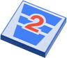 Tile 2 x 2 with Red Number 2 on White Stripes Pattern