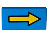 Tile 1 x 2 with Yellow Arrow Long with Black Outline Pattern